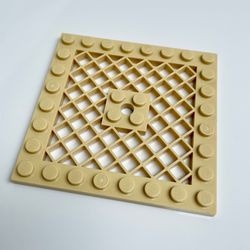4151b-2 Platte plaat 8x8 met rooster MET gat in midden crème NIEUW *3D0000