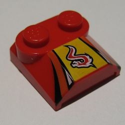 41855pb08-5G Dakpan rond 2x2x2/3 twee noppen, lip einde met vlam en strepen rood gebruikt *5R000