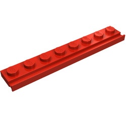 4510-5BULK BULK: 20x Platte plaat 1x8 met deurrail/dakgoot rood NIEUW *1L317/6