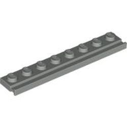 4510-9G Platte plaat 1x8 met deurrail/dakgoot lichtgrijs (klassiek) gebruikt *1L317/6