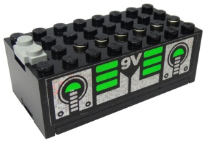 4760pb06-11G Batterijbox 9 volt klein zilver/groen patroon zwart gebruikt *