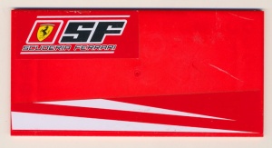 48288pb13L-5G Tegel 8x16 met SF SCUDERIA FERRARI en twee witte strepen LINKS (Stickers) rood gebruikt *5T12-01