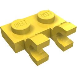 60470-3 Platte plaat 1x2 met TWEE horizontale clips geel NIEUW *1L291