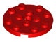 60474-5 Platte plaat 4x4 rond rood NIEUW *1L226