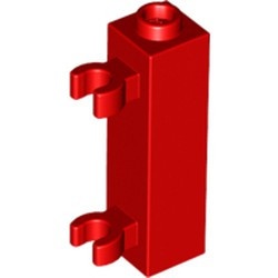 60583-5G Steen 1x1x4 met luikhouders (2 clips) open of gesloten nop bovenop rood gebruikt *1L038
