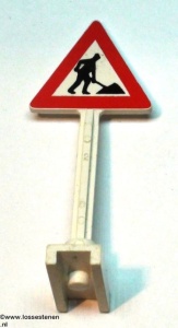 649pb09-1G Verkeersbord- Werkzaamheden 1 berg aarde STAAND wit gebruikt *0D0000