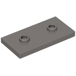 65509-85 Platte plaat 2x4 - 2 centrale noppen grijs, donker (blauwachtig) NIEUW *1L348/9