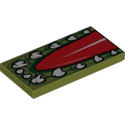 87079pb0158-155 Tegel 2x4 Tong en tanden krokodil groen, olijf gebruikt *5t14-03