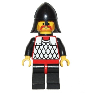 cas318G Ridder, rode torso met zwarte armen, zwarte benen, zwarte helm en cape gebruikt *0M0000