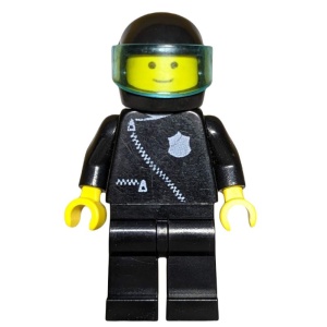 cop027G POLITIE- Zwarte helm, pak met zipper, zwarte broek gebruikt *0M0000