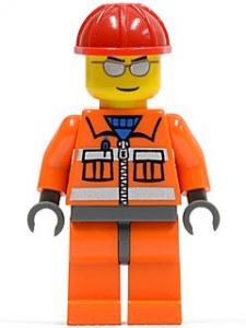 cty0125G Bouwvakker oranje overall zonnebril rode constructiehelm gebruikt *0M0000