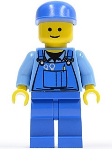 cty0213G Bouwvakker, blauwe pet, standaard hoofd, blauwe overall met gereedschap gebruikt *0M0000