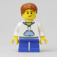 hol037G Witte trui met blauwe zakken, korte blauwe benen gebruikt *0M0000