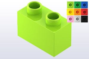 HU2NOP-34 COMPATIBEL met DUPLO steen 1x2 (Hubelino) lime NIEUW *