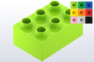 HU87084-34 COMPATIBEL met DUPLO steen 2x3 (Hubelino) lime NIEUW *