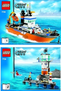 INS7739 7738 BOUWBESCHRIJVING- Coast Guard Patrol Boat & Tower (2) NIEUW *