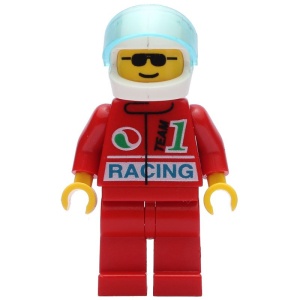 oct040G Octan - Racing met witte helm, Tr. Lt. blauw Visor, rode benen gebruikt *0M0000