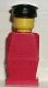 old012G Legoland Oude type minifig - Rood lijf, rode benen, zwarte platte pet gebruikt *0M0000