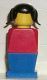 old034G Legoland Oude type minifig - rode lijf, blauw benen, Zwart Ponytail Hair gebruikt *0M0000
