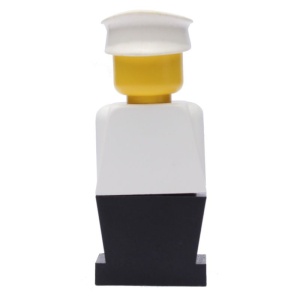 old048G Legoland Oude type minifig - Wit lijf, zwarte benen, witte pet gebruikt *0M0000