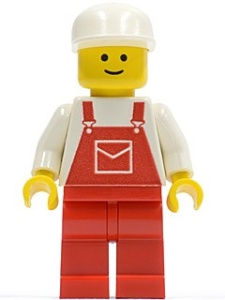 ovr006G Overalls rode met Pocket - rode benen, witte Cap gebruikt *0M0000