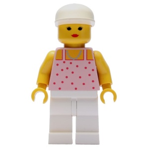 par018G Rode Dots on Pink Shirt - witte benen, witte Cap gebruikt *0M0000