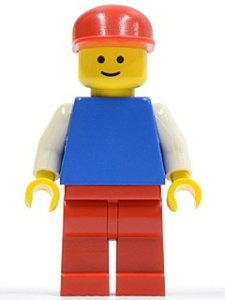 pln038G Effen blauw Torso met witte armen, rode benen, rode Cap gebruikt *0M0000