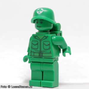 toy002G TOY STORY- Green Army Man, arts MET RUGTAS gebruikt *0M0000