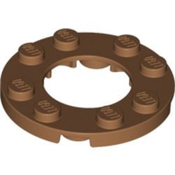 11833-150 Platte plaat 4x4 rond met 2X2 gat in midden caramel, midden NIEUW *1L219