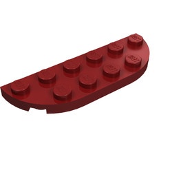 18980-59 Platte plaat 2x6 afgeronde hoeken rood, donker NIEUW *5D0000