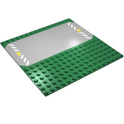 30225P01-6G Basisplaat 16x16 met weg en gele markeringen groen gebruikt *4T000