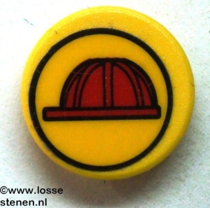 30261pb009-3G Bord rond Verplicht helmdragen CLIP ON geel gebruikt *