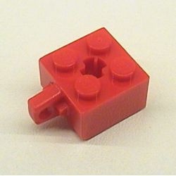 30389-5G Scharniersteen 2x2 - 1 vinger MET asgat rood gebruikt *