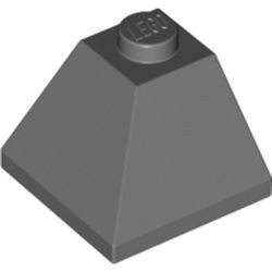 3045-85G Dakpan 45 graden 2x2 hoek buitenzijde grijs, donker (blauwachtig) gebruikt *1L419