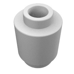 3062b-159 Steen 1x1 rond- met inkeping onder, open nop wit, lichtgevend NIEUW *1L076/77