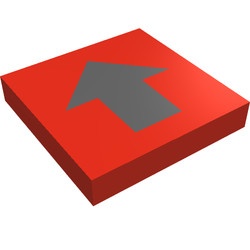 3068bp18-5G Tegel 2x2 met zwarte pijl rood gebruikt *5T05-25