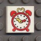 3068pb36-1G Tegel 2x2 Wekker wit gebruikt *5T05-15
