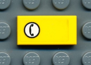 3069bpb0046R-3G Tegel 1x2 met telefoon in cirkel Rechts (Sticker) geel gebruikt *5T02-10