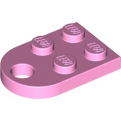 3176-104 Platte plaat 2x2 met gat voor trekhaak (oog) roze, helder NIEUW *1L324