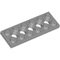 32001-86G Technic, Plaat 2x6 met gaten grijs, licht (blauwachtig) gebruikt *