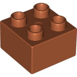 3437-68G DUPLO steen 2x2 (LET OP: DUPLO IS VRIJWEL ALTIJD PAKKETPOST) oranje, donker gebruikt *