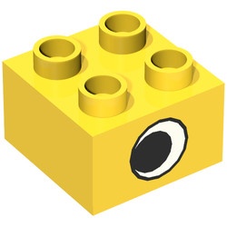 3437pb015-3G DUPLO steen 2x2 met oog aan 1 zijde geel gebruikt *