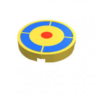 4150p40-3G Tegel 2x2 rond met blauwe circel rode stip geel gebruikt *5T07-06