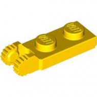 44302-3G Scharnierplaat 1x2- TWEE houders aan einde (loc 01-3) geel gebruikt *1L299