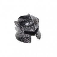 48493-111 Ridderhelm met kinbescherming (onderbroken) zwart-zilver gespikkeld NIEUW *0L0000