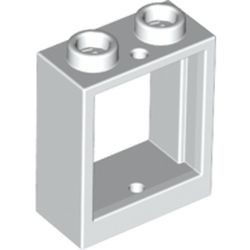 60592c02-1G Raam 1x2x2- vlak (NIEUWE stijl) MET TRANSPARANT LICHTBLAUW GLAS wit gebruikt *1L0000