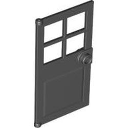 60623-11G Deur 1x4x6 met 4 raampjes, deurknop voor in frame zwart gebruikt *1L0000
