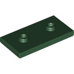 65509-80 Platte plaat 2x4 - 2 centrale noppen groen, donker NIEUW *1L348/9