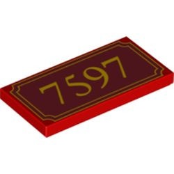 87079pb0006-5G Tegel 2x4 met opdruk 7597 rood gebruikt *5t14-01