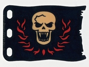 bb511pb01-11G Vlag 8x5 Rode rand met schedel (canvas) geel gebruikt *5K000